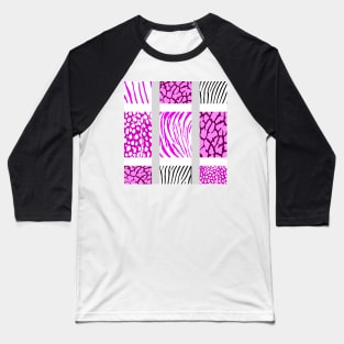 White and Pink Mixed Animal Print Baseball T-Shirt